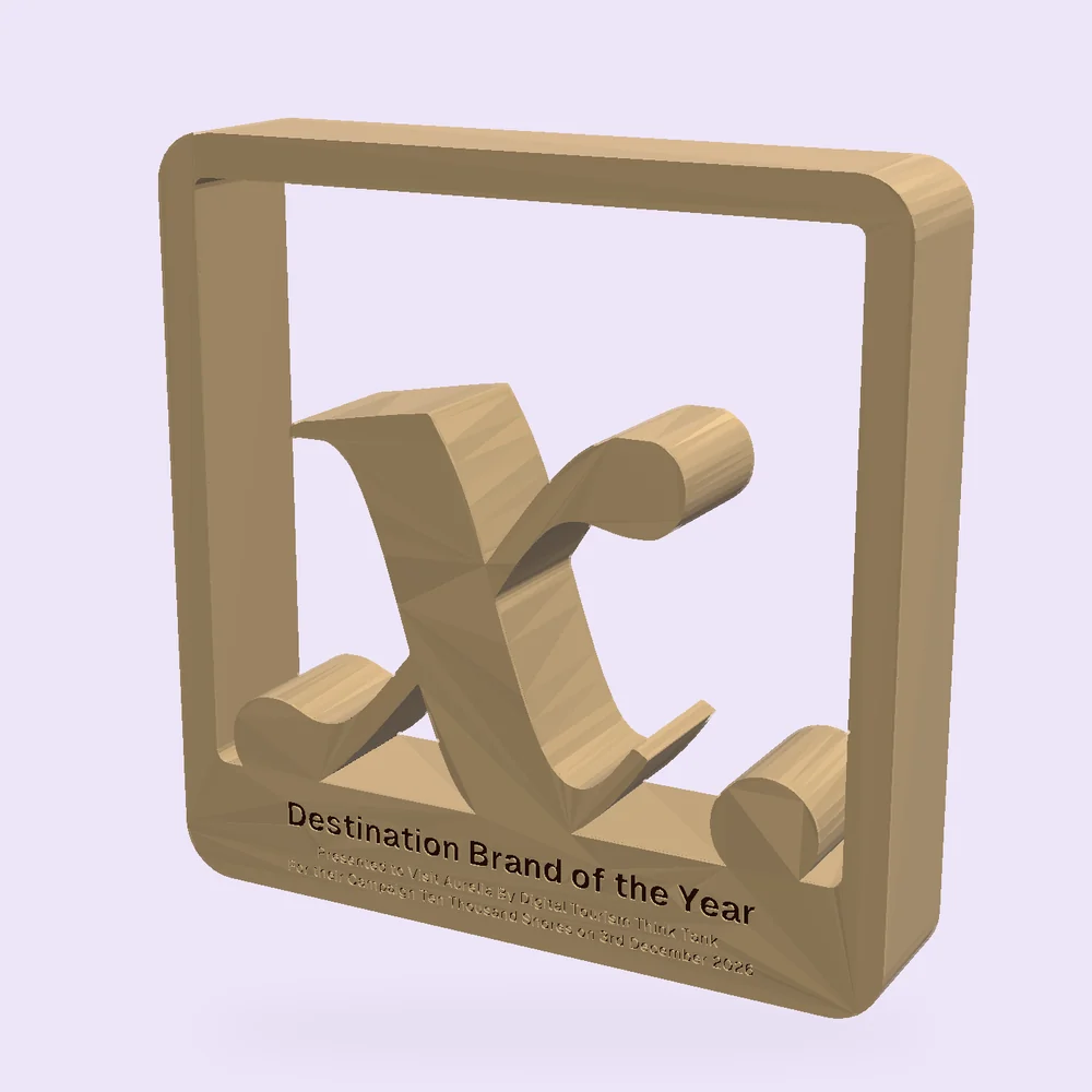 Trophy Design A, with the title along the base of the frame