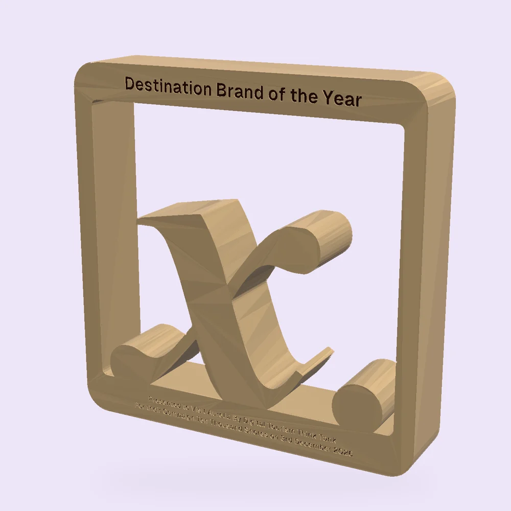 Trophy Design B, with the title across the top of the frame